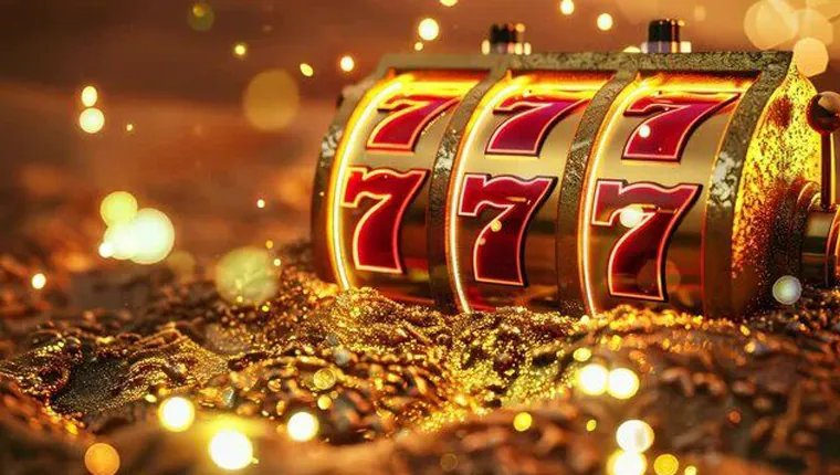 Vibrant slot machine interface with flashing lights and a large jackpot display